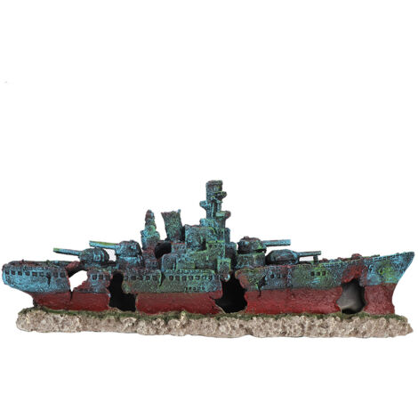 Résine épave bateau coulé cuirassé navire de guerre réservoir de poissons Aquarium ornement grotte décoration