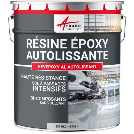 Résine Epoxy Autolissante - Peinture pour Sol : Déco intérieure, Atelier - Effet Miroir ARCANE INDUSTRIES Gris 4 ral 7047 - kit de 25 kg
