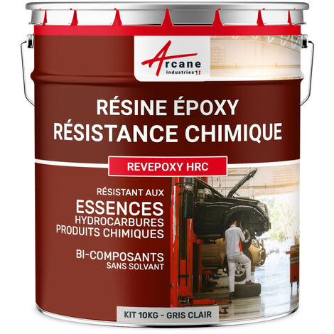 Resine epoxy peinture résistant aux essences hydrocarbures gasoil gazole fioul acides produits chimiques REVEPOXY HRC - 10 kg - Gris Clair - Gris Clair