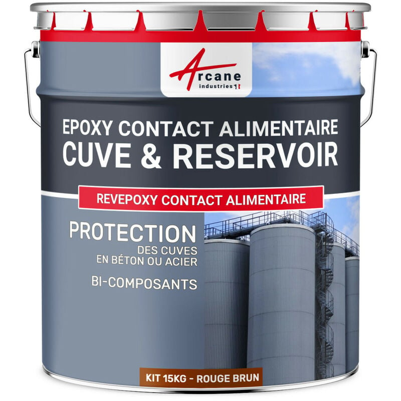 Arcane Industries - peinture alimentaire cuve béton ou acier contenant des aliments revepoxy contact alimentaire - 15 kg Rouge Brun - Ral 3011 Rouge