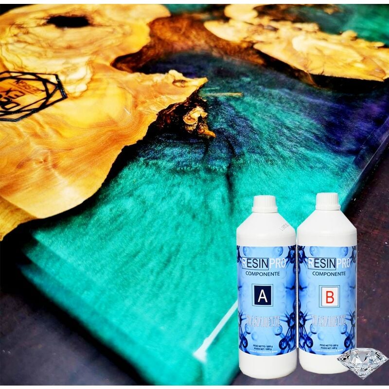 Resin Pro - resine epoxy ultra transparent / multiusage 1.6 kg effet eau cristalline, pour créations artistiques, de bijoux, d'objets décoratifs,