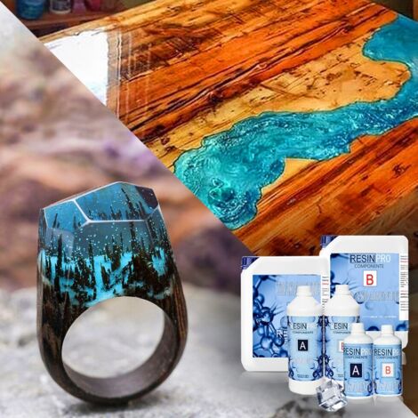 RESIN PRO RESINE EPOXY ULTRA TRANSPARENT / MULTIUSAGE 1.6 KG effet eau cristalline, pour créations artistiques, de bijoux, d’objets décoratifs, revêtement et modelage - Assistance technique en Français.