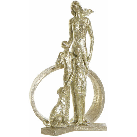 Résine Figur 26x14.5x39 Golden Family Harz mehrfarbige Farbmaterial Dekoration Familie Figuren Details