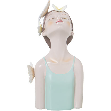 Résine Figur 27 cm Torso Chicac/Schmetterlinge grünes T-Shirt 14x12x27cmpour alle Stile, um dem Haus eine Note zu verleihen