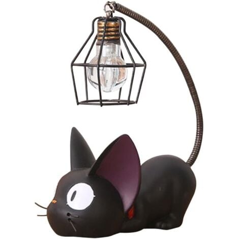 LITZEE Résine Motif chat lampe Creative lumière de nuit Table de chevet Lampes pour lire (fil de fer Abat-jour)