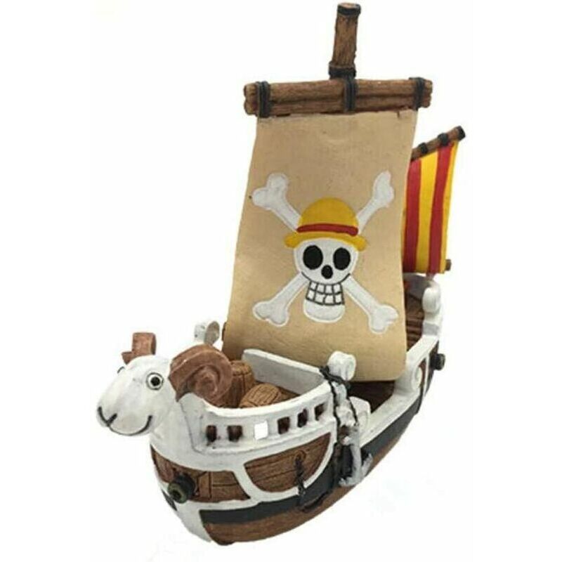 Résine Pirate Ship Aquarium Ornements Décorations Fish Tank Ship Ornament Decor Shelter One Piece Theme