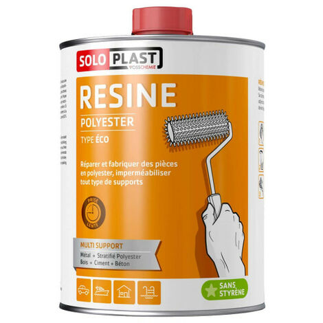Résine polyester type éco 2 KG – Pré accélérée, thixotrope – Pour moulage et recouvrement sans styrène – Nettoyage facile à l'acétone – Soloplast