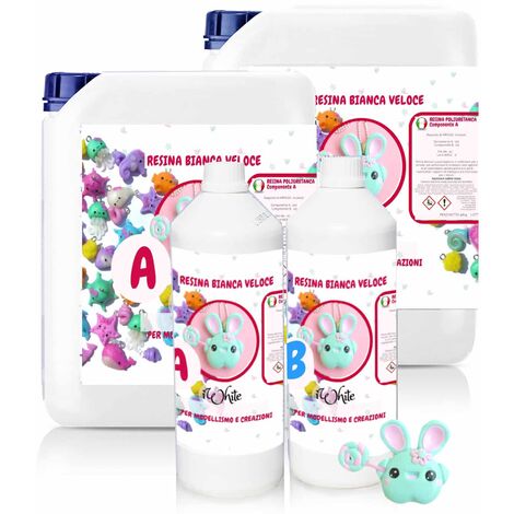 Résine polyuréthane blanche 2 KG pour coulure/moulage – Dureté 87 Shore A – Viscosité 70 mPa*s – Catalyse rapide 30 min – Resin Pro