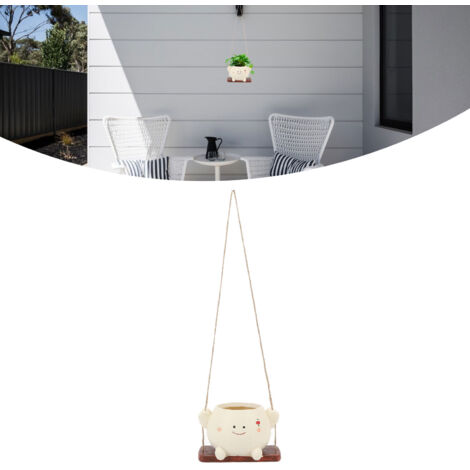 Résine Pot Fleur Suspendu Swing Visage Décoratif Indoor Outdoor Type B Succulent Plants Décoration Cute Green Living Gift