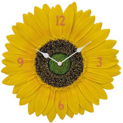 Résine Tournesol Horloge Murale Multifonction Décoration Ornement Temps Cadran Soleil Design Artisanal