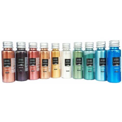 ResinPro - 10 x 10 GR SAHARA Pigments Mica - Kit de 10 Pigments Métalliques à effet, Compatibles avec la Résine Epoxy, le Polyuréthane, l'Acrylique, les Vernis, les Créations Artistiques Multicolore
