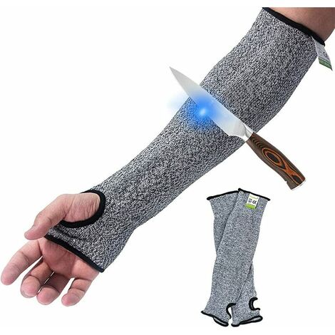 Résistance aux coupures Knit manches protection de niveau5,Slash résistant Sécurité de protection Bras manches avec fente pour pouce Aide à prévenir les égratignures Rayures les irritations de la peau