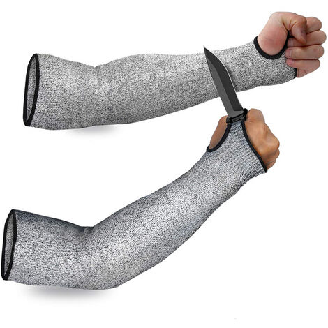 Résistance aux coupures Knit manches protection de niveau5,Slash résistant Sécurité de protection Bras manches avec fente pour pouce Aide à prévenir les égratignures Rayures les irritations de la peau
