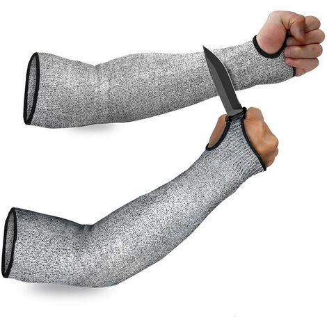 Résistance aux coupures Knit manches protection de niveau5,Slash résistant Sécurité de protection Bras manches avec fente pour pouce Aide à prévenir les égratignures Rayures les irritations de la peau