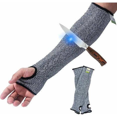 Résistance aux coupures Knit manches protection de niveau5,Slash résistant Sécurité de protection Bras manches avec fente pour pouce Aide à prévenir les égratignures Rayures les irritations de la peau