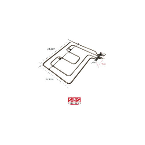Résistance de voute/grill 1100W + 1100W pour Four, cuisinière 262900064 BEKO, ESSENTIEL B, FAR, GRUNDIG, LEISURE, LISTO