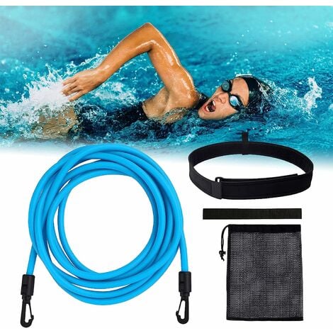 Résistance Elastique de Nage, 4M Réglable Elastique de Nage Piscine, Entraînement Ceinture de Natation, Triomphe Elastique Natation pour Adultes et Enfants, Utilisation Professionnelle, Amatrice ou Récréative
