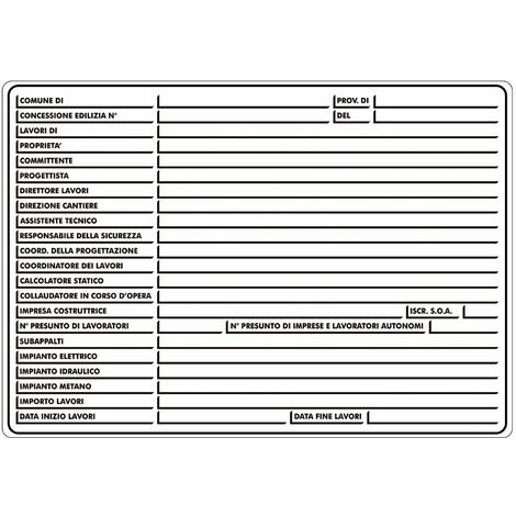 Resistant höfliches Zeichen für Baustellenberechtigungen - 60x40 cm.