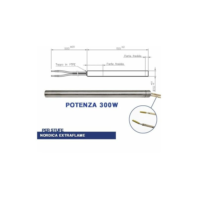 Candeletta accensione stufa pellet resistenza d 10.2X 155 300W nordica ex (04044)