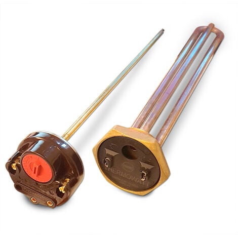 NO BRAND Resistenza elettrica corazzata da 1500 watt con termostato a gambo per scaldacqua e bollitori