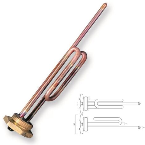 Resistenza elettrica curva 1200 W filetto 1"1/4 - norme IMQ 671201RL1200 - -  GIUSEPPE TIRINNANZI - -