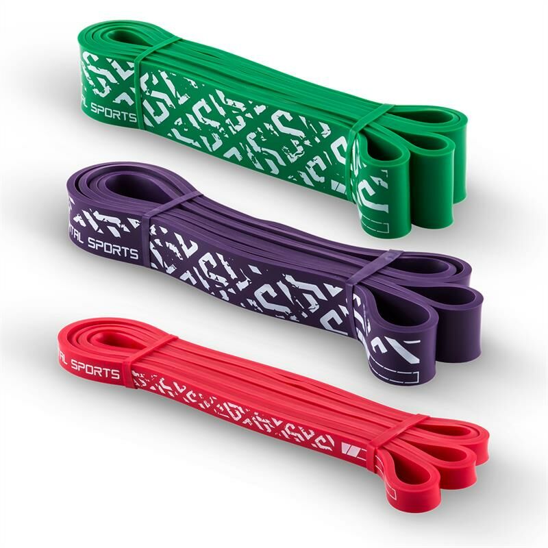 

Resistor Set de 3 bandas elásticas para asistencia en dominadas/pull-ups, con grados de fuerza 2, 5 y 7
