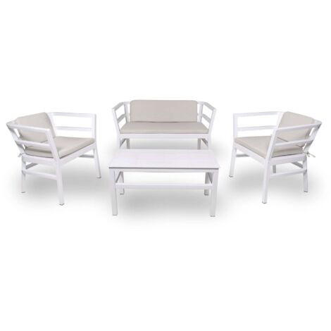 Resol CLICK-CLACK Fauteuil-Canapé-Table Intérieur, Extérieur Set 2+1+1 Blanc