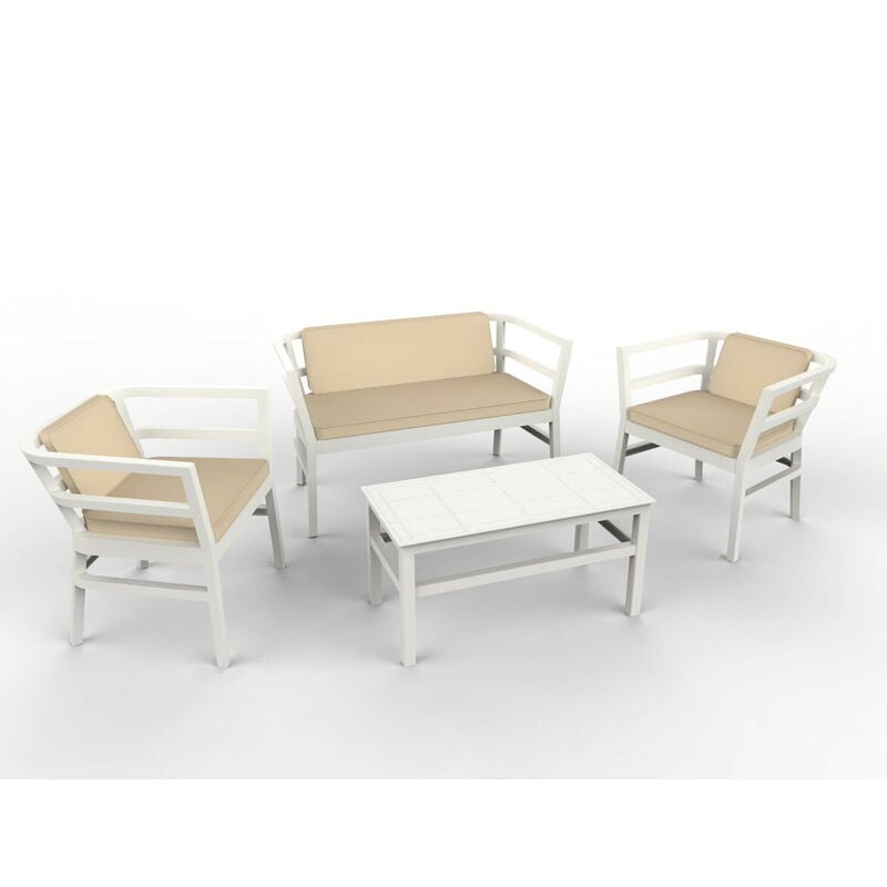 Click-clack Fauteuil-Canapé-Table Intérieur, Extérieur Set 2+1+1 Blanc - Resol