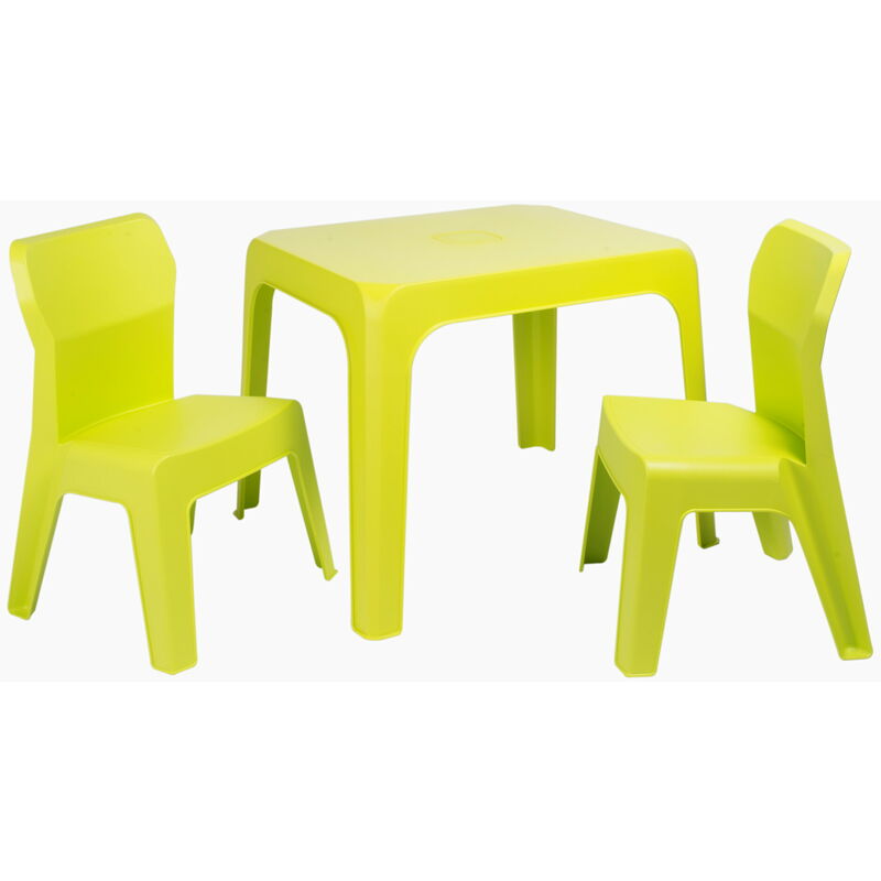 

Jan set infantil de 2 sillas y 1 mesa para interior, exterior, jardín - color verde lima - Resol