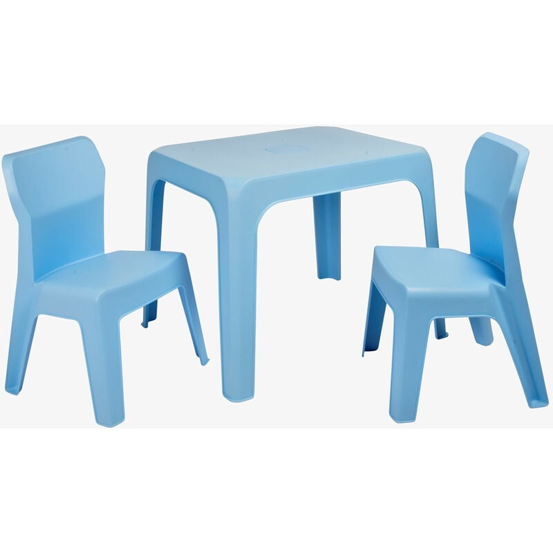 

Jan set infantil de 2 sillas y 1 mesa para interior, exterior, jardín - color azul cielo - Resol