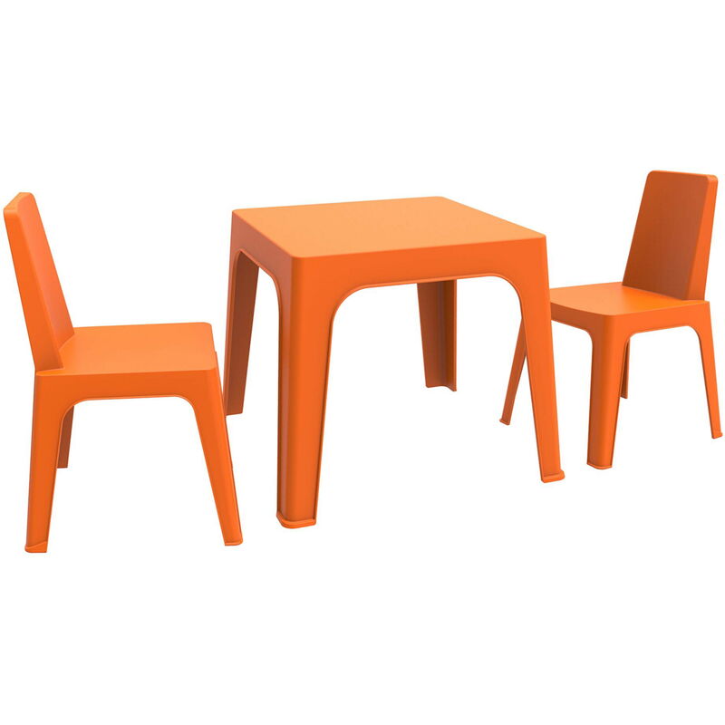 

Julieta set infantil de 2 sillas y 1 mesa para interior, exterior, jardín - color naranja - Resol