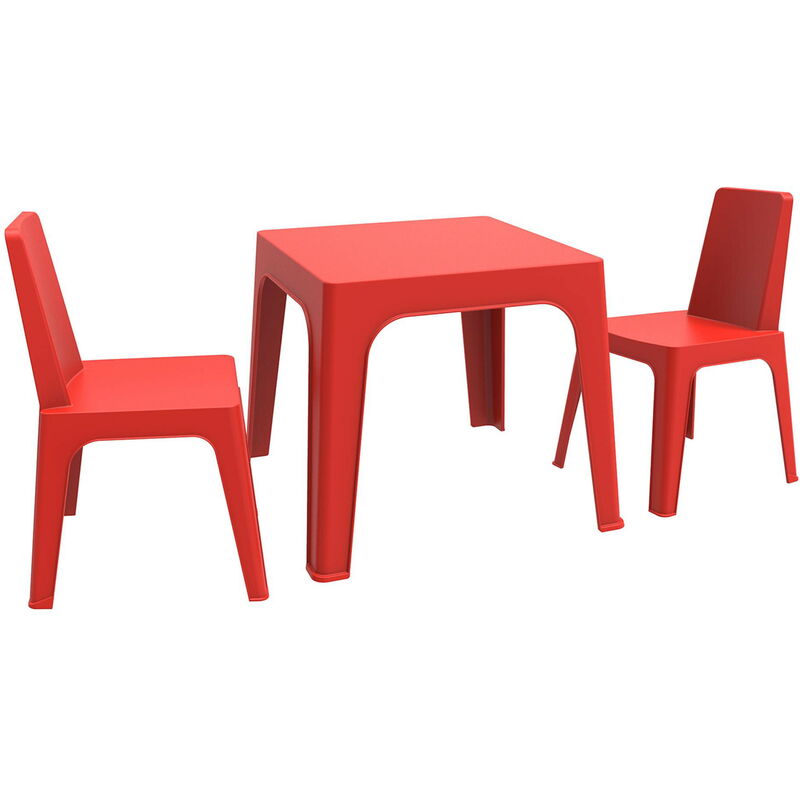 

Julieta set infantil de 2 sillas y 1 mesa para interior, exterior, jardín - color rojo - Resol