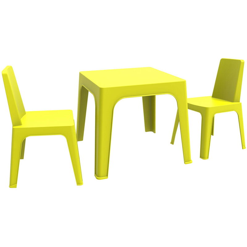 

Julieta set infantil de 2 sillas y 1 mesa para interior, exterior, jardín - color verde lima - Resol
