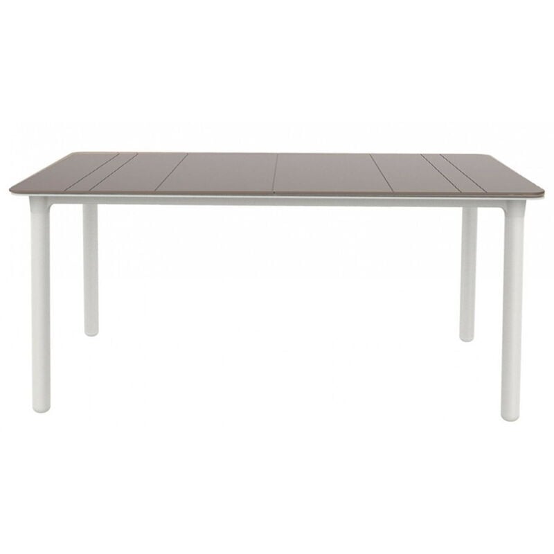 

mesa de jardín exterior rectangular Noa 160x90 - color tablero chocolate, patas blancas - Resol