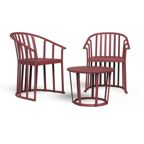 Resol RAFF Fauteuil-Table Intérieur, Extérieur Set 2+1 Bordeaux