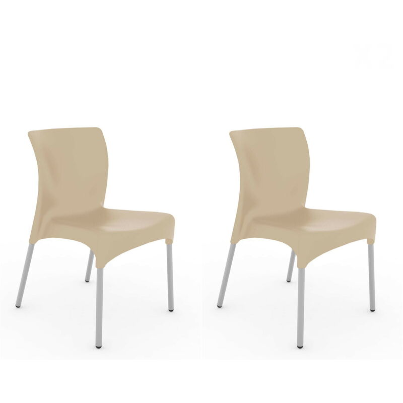 

set de 2 sillas de diseño Moon para interior, exterior, jardín - color arena - Resol