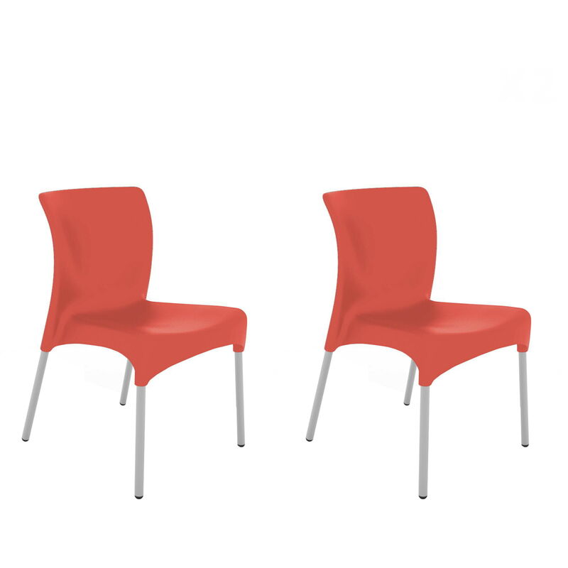 

set de 2 sillas de diseño Moon para interior, exterior, jardín - color rojo - Resol