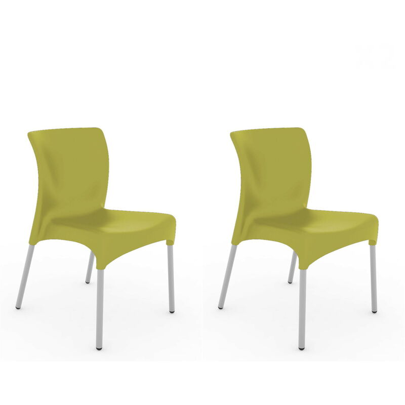

set de 2 sillas de diseño Moon para interior, exterior, jardín - color verde oliva - Resol