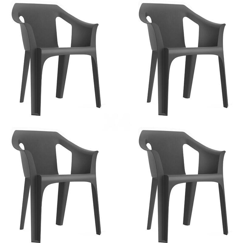 

set de 4 sillones de jardín exterior Cool - color gris oscuro - Resol