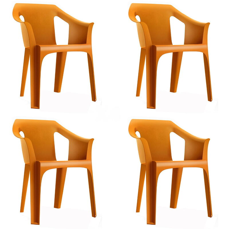 

set de 4 sillones de jardín exterior Cool - color naranja - Resol