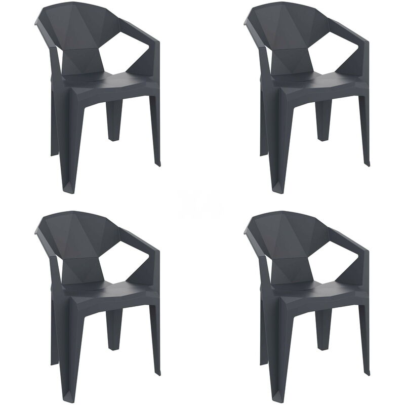 

set de 4 sillones de jardín exterior Delta - color gris oscuro - Resol