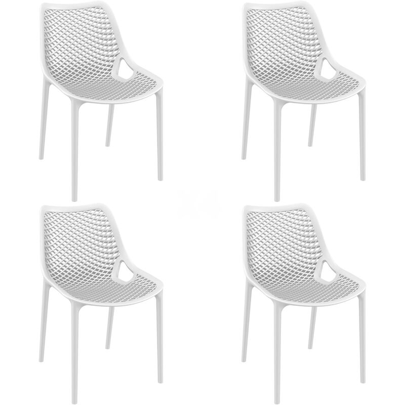 

set de 4 sillas de diseño Grid para interior, exterior, jardín - color blanco - Resol