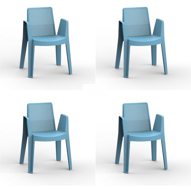 

set de 4 sillones de jardín exterior Play - color azul retro - Resol