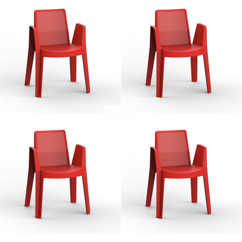 

set de 4 sillones de jardín exterior Play - color rojo - Resol