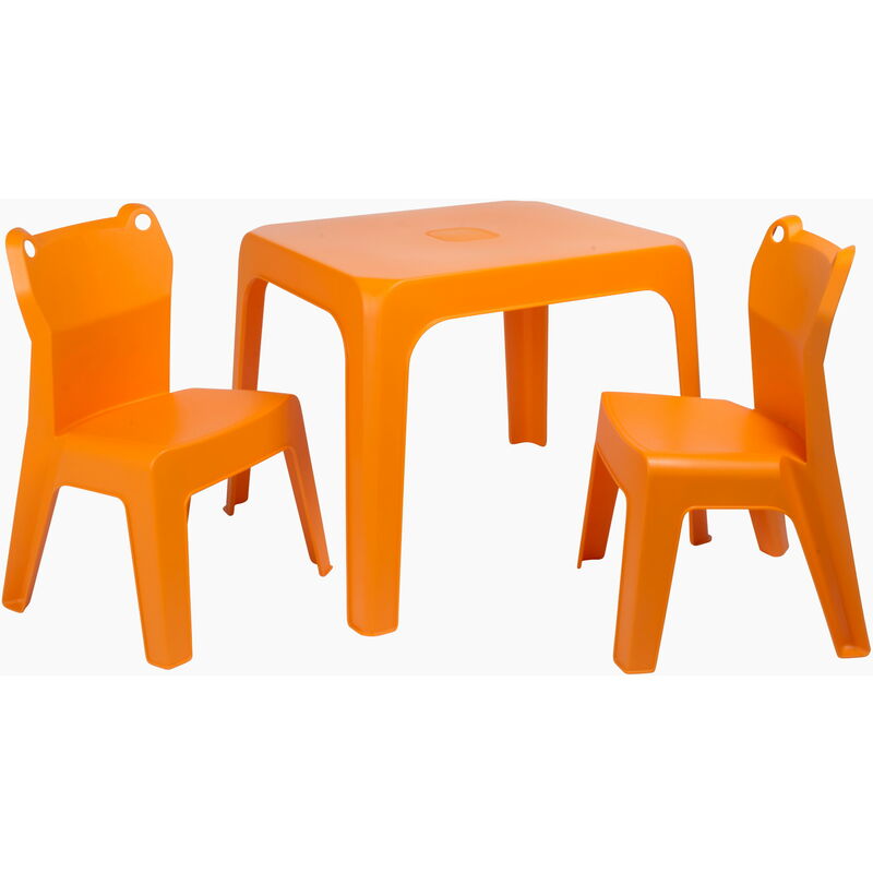 

resol Jan Frog set infantil de 2 sillas y 1 mesa para interior, exterior, jardín - color naranja