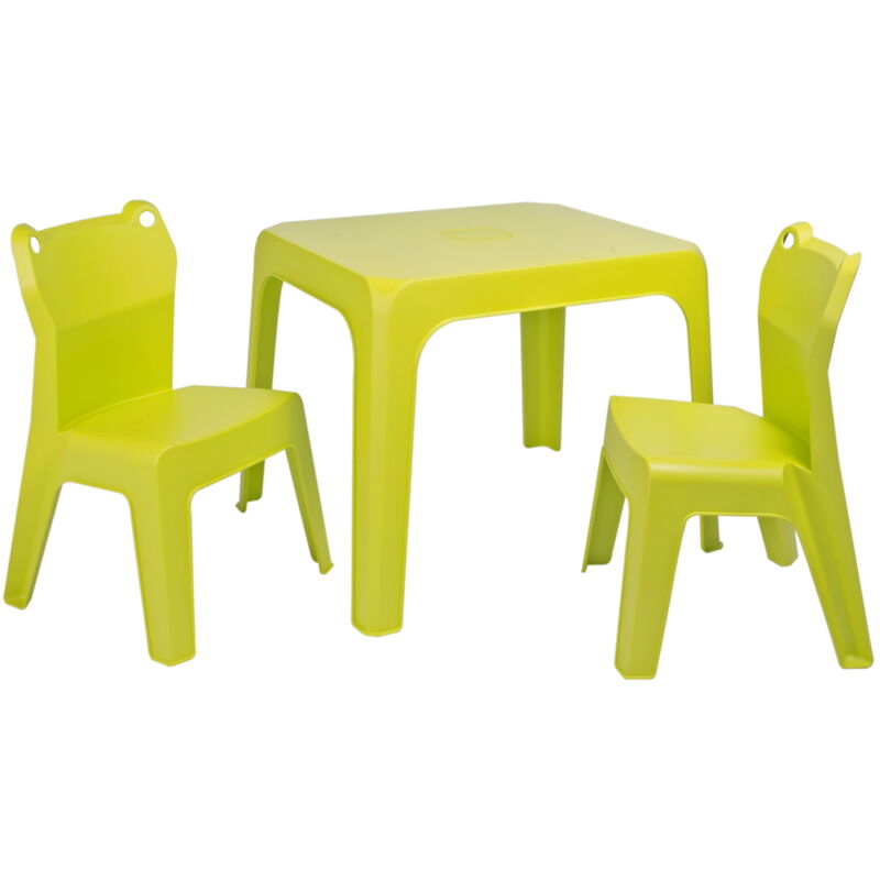 

Jan Frog set infantil de 2 sillas y 1 mesa para interior, exterior, jardín - color verde lima - Resol