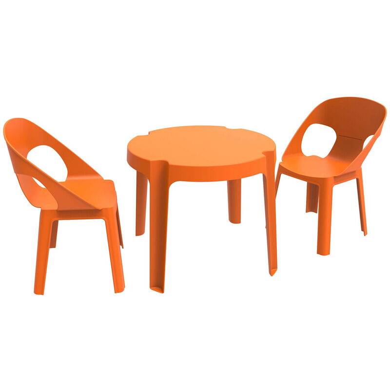 

Rita set infantil de 2 sillas y 1 mesa para interior, exterior, jardín - color naranja - Resol