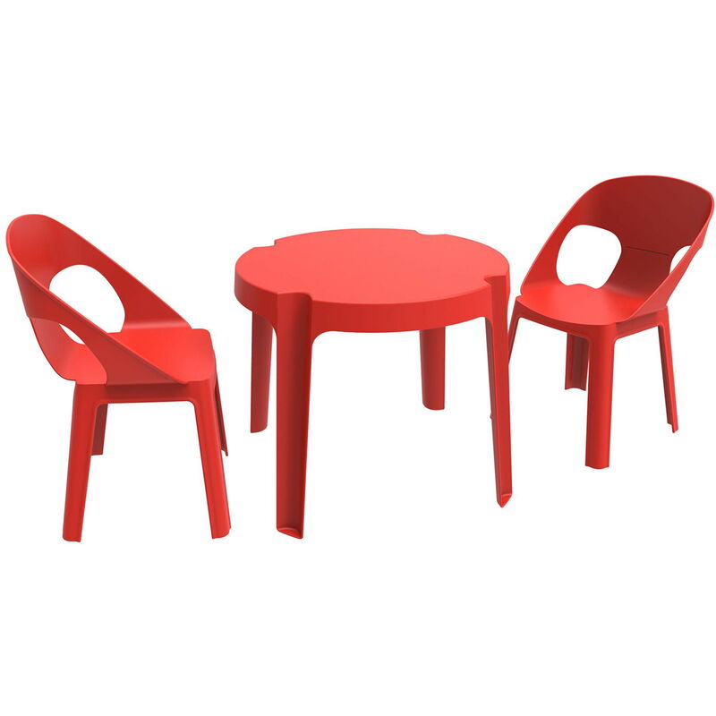

Rita set infantil de 2 sillas y 1 mesa para interior, exterior, jardín - color rojo - Resol