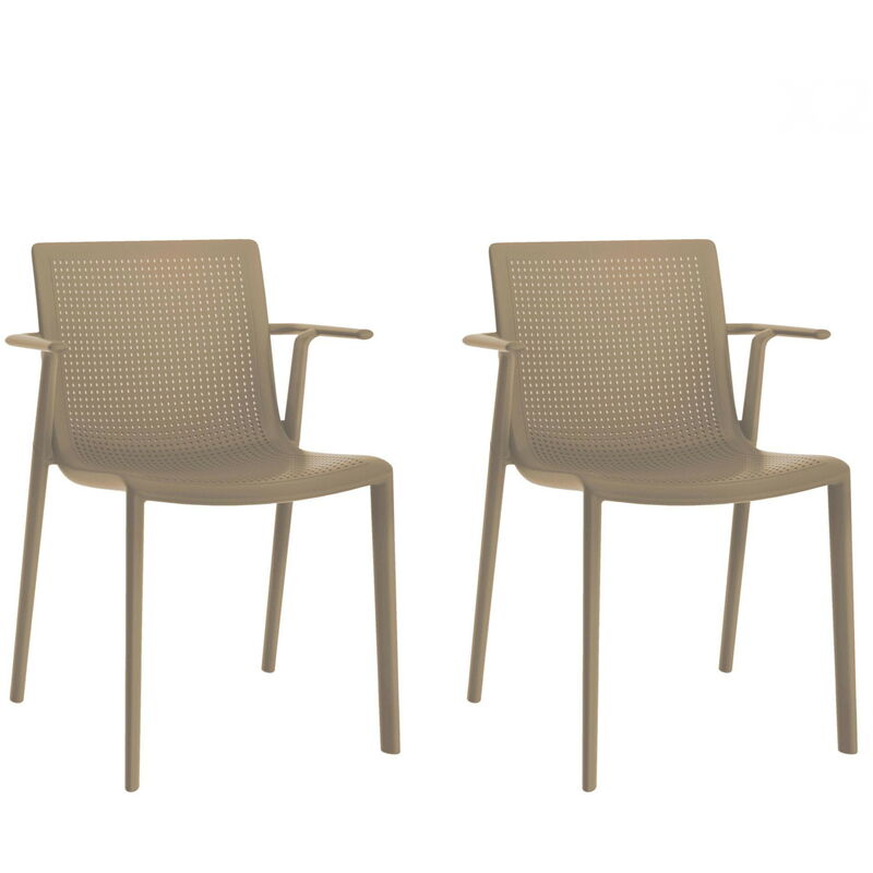 

set de 2 sillas con brazos de diseño Beekat para interior, exterior, jardín - color arena - Resol