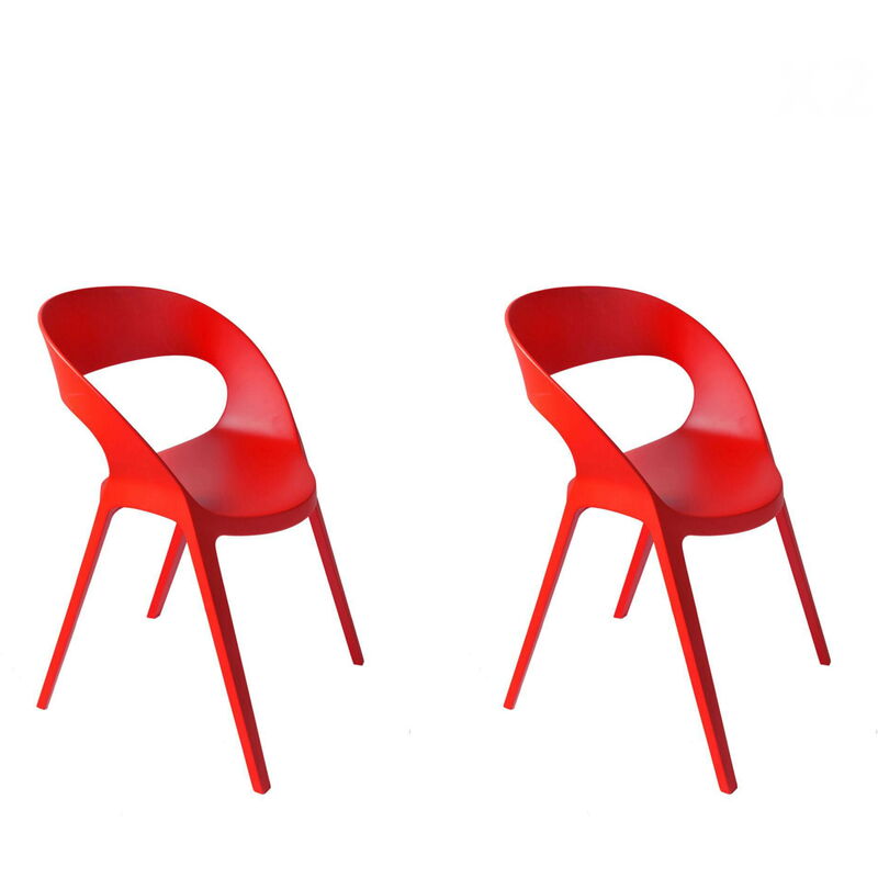 

set de 2 sillas de diseño Carla para interior, exterior, jardín - color rojo - Resol